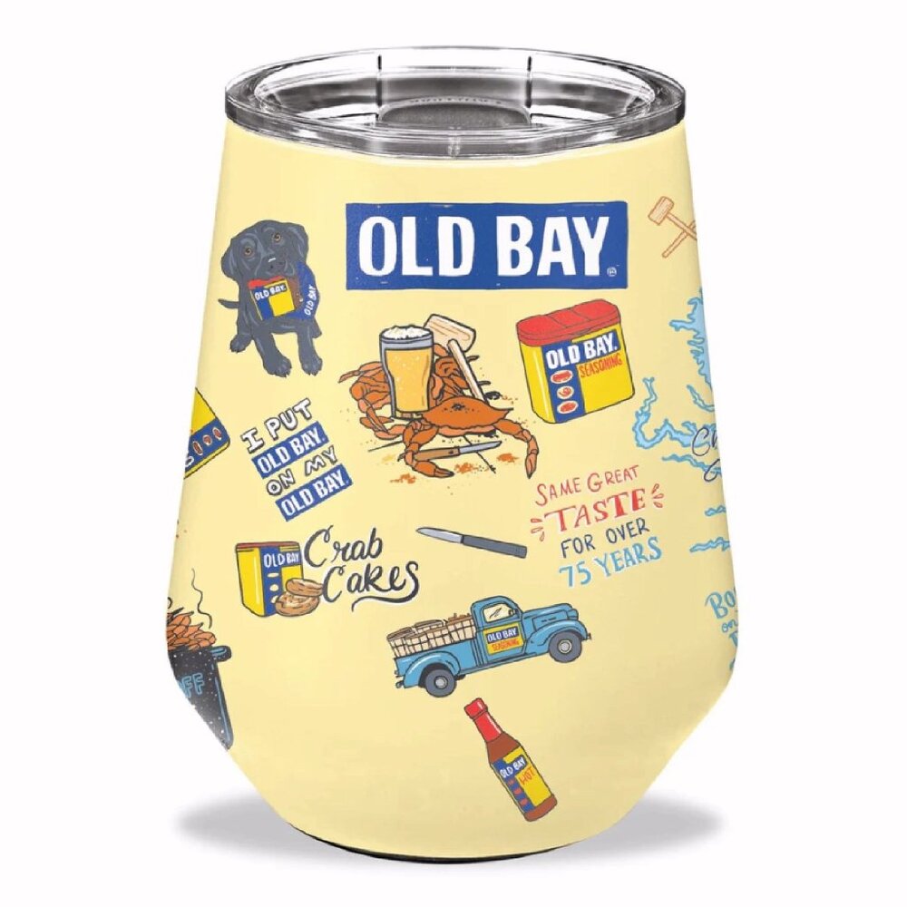 Old Bay Fan Club Memories Metal Hot/Cold Wine 12 Ounce Tumbler - NEW Fast Ship